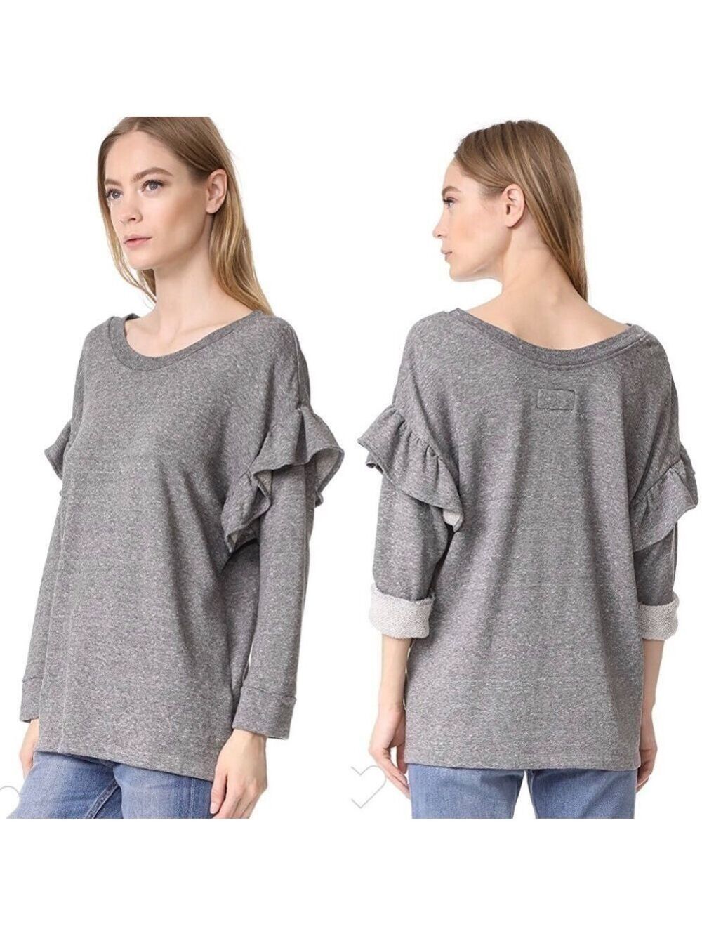 CURRENT Elliot Heather Grey The Ruffle Sweater
